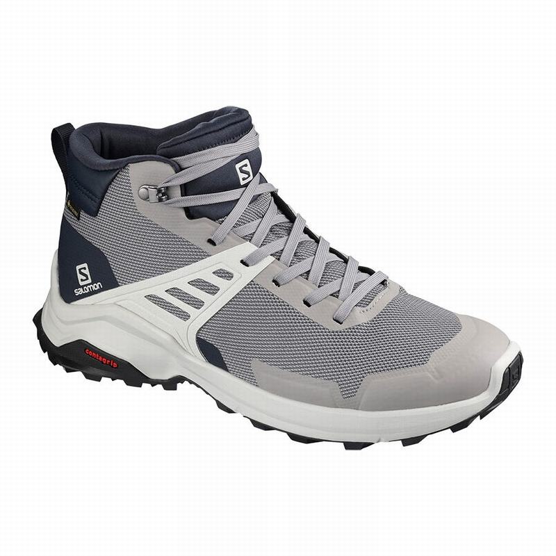 Salomon X RAISE MID GORE-TEX Zapatillas Trekking Hombre - Gris / Azul Marino - Colombia (98614-EFUR)